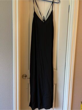 Old Navy Black Maxi Slip Dress with Spaghetti Straps